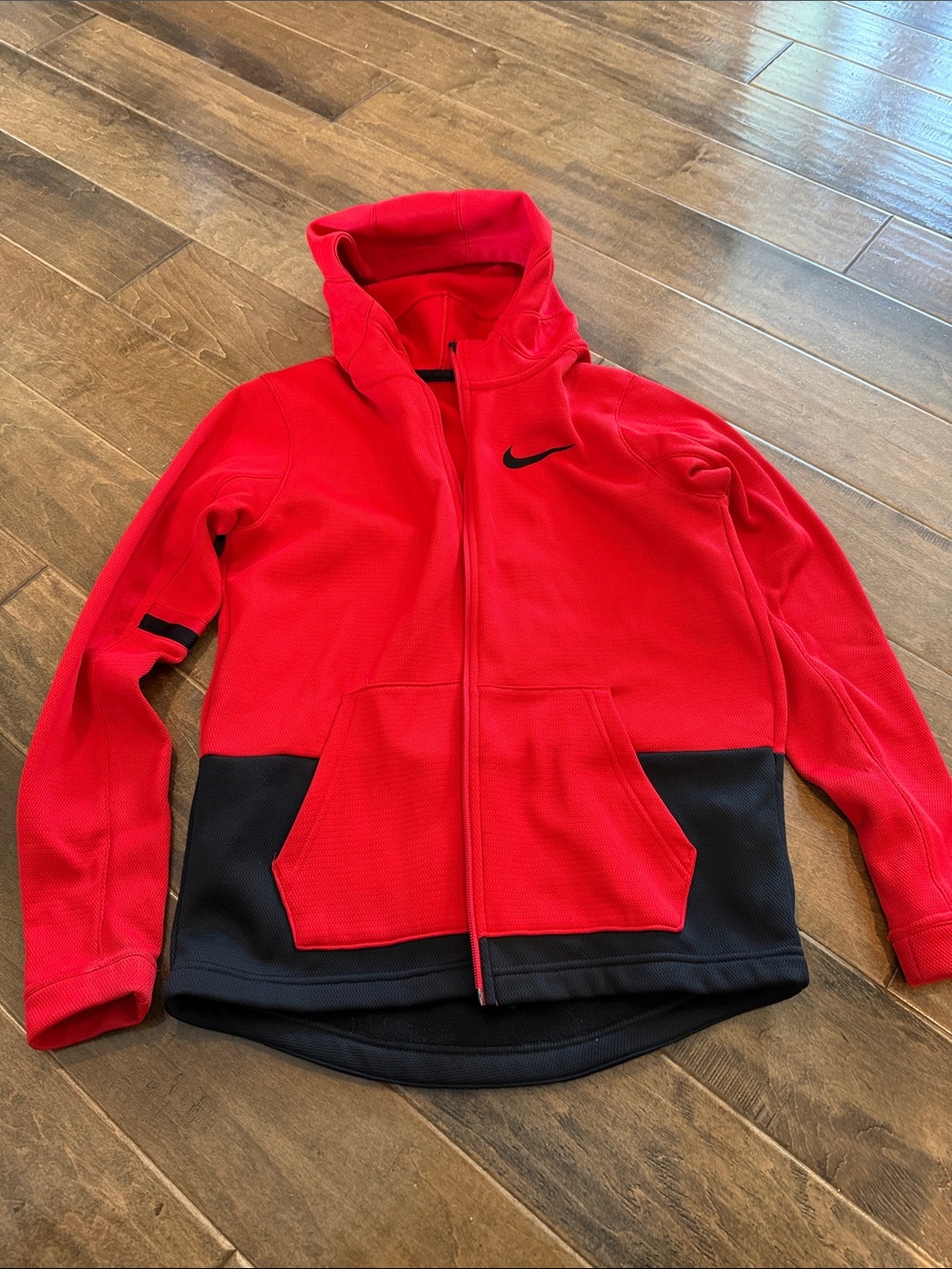 Nike Red & Black Zip-Up Hoodie with Swoosh